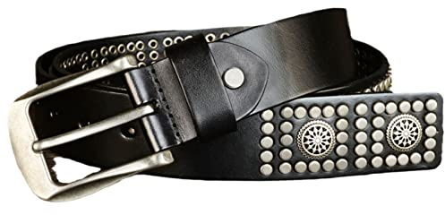 Nitbälten For Män Och Kvinnor, Läder Med Nitar For Jeans, Snygg Punkrock, Goth, 3,8 Cm Breda(Black,105cm/waist:34~36)