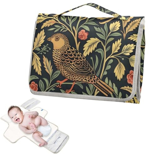 Återanvändbar tvättbar skötdyna med näsduksficka William Morris design fågel bärbar baby skötbädd med inbyggd kudde cambiador de pa? ales para Bebes