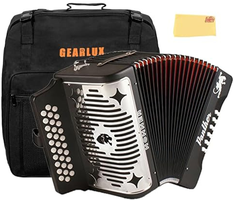 Hohner Panther Diatonic Accordion - Keys G/C/F Bundle with Gig Bag and Austin Bazaar Polishing Cloth