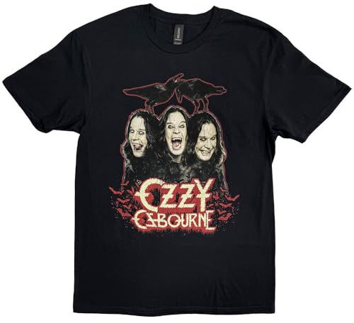 Rockoff Trade Men's Ozzy Osbourne Crows & Bars T-Shirt, Black, Large