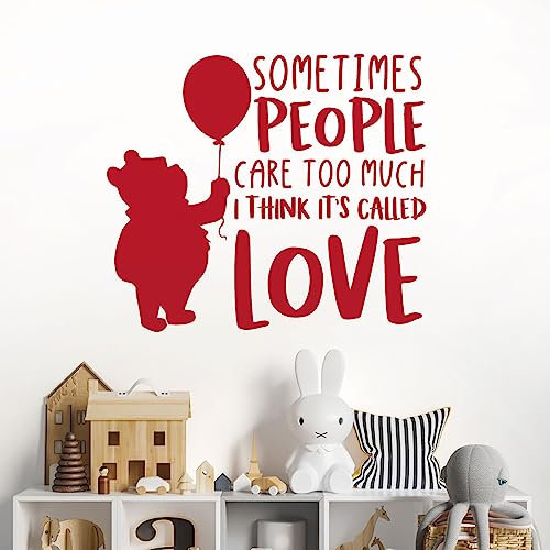 Wandtattoo Sometimes People Care Too Much, Schriftzug Love Winnie the Pooh, Kirsche