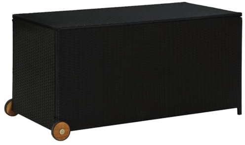 vidaXL Garten Aufbewahrungsbox Auflagenbox Gartentruhe Kissenbox Gartenbox Kissentruhe Auflagenkiste Schwarz 120x65x61cm Poly Rattan