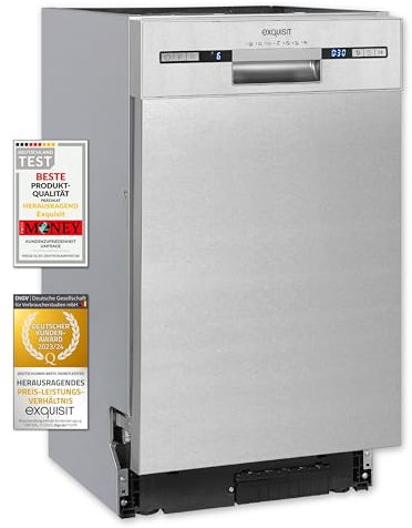 Exquisit Einbaugeschirrspüler EGSP9309-EF-030E inox | Spülmaschine Unterbau 45 cm | 9 Maßgedecke | 7 Programme | Geschirrspüler 45cm Unterbau…