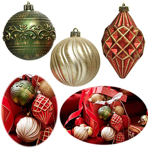 LS-LebenStil 9 Vintage Christbaumkugeln 8cm Kunststoff Rot Grün Perle Weihnachtskugeln Baumkugel Deko-Kugel Kunststoff bruchsicher bruchfest Weihnachtsdeko Weihnachtsschmuck Deko