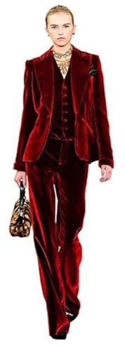 Traje de terciopelo de 3 piezas para mujer, traje de oficina, chaqueta y pantalones, traje de fiesta de boda, granate, XXL