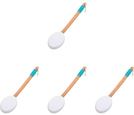 FRCOLOR 4pezzi Spazzola Per Doccia Con Manico Lungo Applicatore Per Solare e Esfoliante Per Schiena Design Ergonomico e Antiscivolo Per Bagno e Della