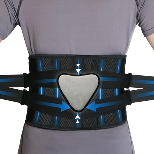 Rückenstützgürtel, Rückenbandage für Herren und Damen, Atmungsaktive Lendenwirbelstütze Gürtel, Rückengurt mit Stützstreben und Verstellbare Zuggurte, für Arbeit Sports Haltungskorrektur(115-140cm)