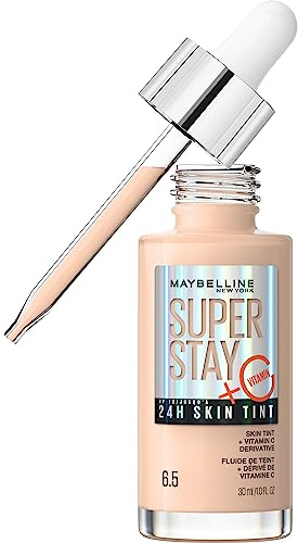 Maybelline New York Foundation, långvarig makeup med C-vitamin, vegansk formel, Super Stay Skin Tint, nr 6,5