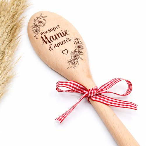 Cuillère en bois avec message personnalisé, idée cadeau fête des mamies, texte au choix, fête des grand-mères, mamie, mémé, fête des mères, maman
