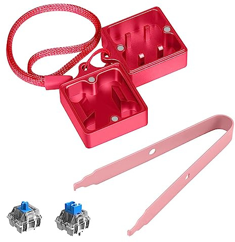 LexonElec Schalteröffner-Set, Schalter Abzieher, Switch Opener aus Aluminium für Cherry MX/Gateron/Kailh Box/Outemu/Akko und Panda Switches Mechanische Gaming-Tastatur mit Metallmagnet - Rot/Rosa