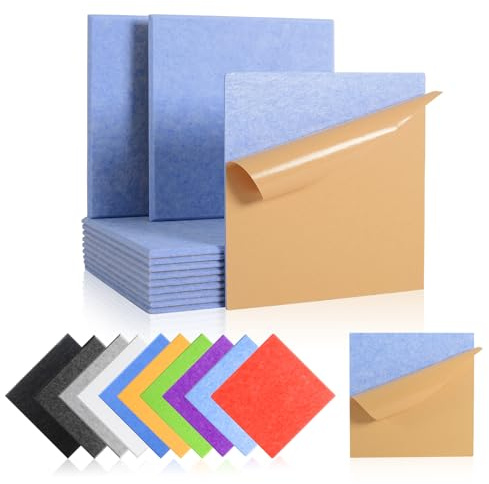 Rdutuok 12 piezas de paneles acústicos autoadhesivos, 30x30x1 cm, paneles acústicos absorbentes, paneles de protección acústica para estudio de grabación, oficina, estudio, tratamiento acústico y