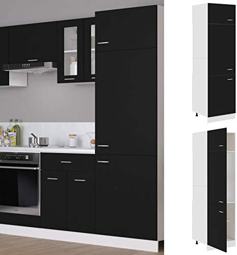 Camerina Kühlumbauschrank Schwarz 60x57x207 cm Holzwerkstoff Kitchen Cabinet ModulküChe KüChenvitrine