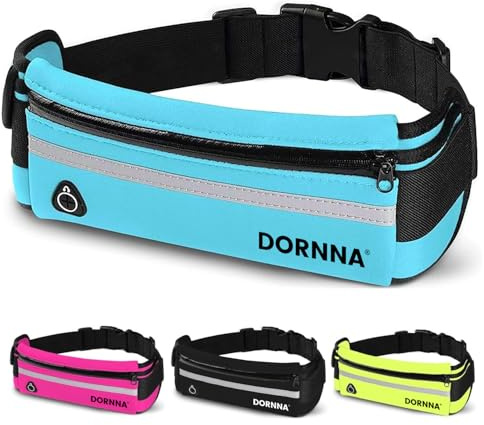 DORNNA® Midjeväska för löpning för män och kvinnor, vattentät sport- eller resemidjeväska, elastiskt och justerbart bälte., Blå, 120 centímetros x 5 centímetros