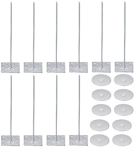 PATIKIL 4 Pulgadas Perforado Aislamiento Pasadores con Redondas Arandelas, 50 Paquete Aluminio Aislantes Clavos Pared Tapón para Fijación Espuma Placas a Pared o Techo