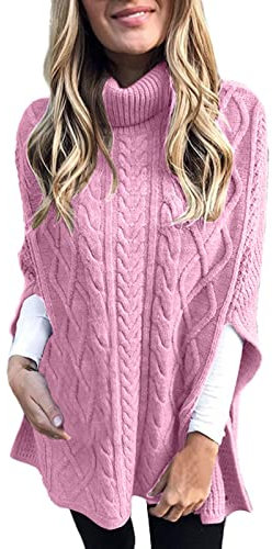 HANXIULIN Schal Dreieck Damen Winter Neueste 2022 Lady Long Sleeves Plus Size Dress High Neck Sweater Schal Altrosa (A, S)