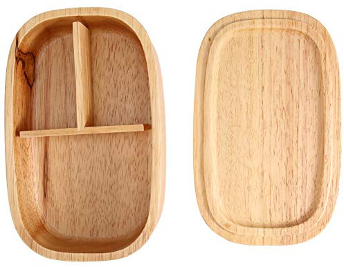 ANKROYU Wooden Lunch Box, Wood Bento Box Food Containers, Picnic Square Bento Box, Leakproof Lunch Box, Insulated Bento Box for Travel Office Camping Picnic