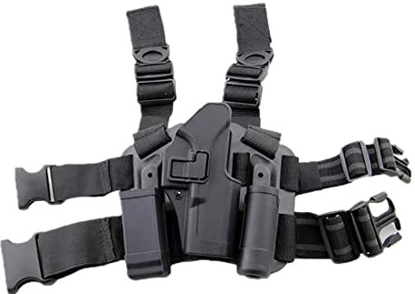 ANSNOW Verstellbares Taktisches Airsoft-Pistolenholster Zum Aufhängen, Oberschenkelholster Für Das Rechte Bein Mit Magazintasche Für Glock 17 19 22 23 31 32/Schwarz