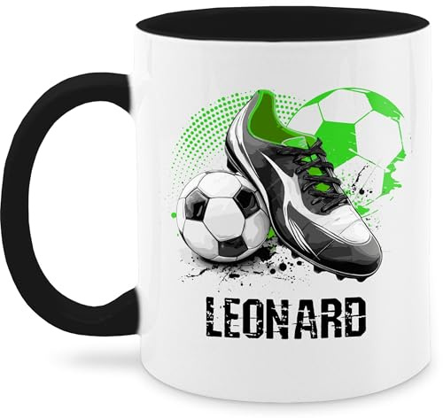 Tasse Tassen 325ml - Personalisiertes Fußballgeschenk mit Namen | Geschenke für Fußballfans | Weihnachtsgeschenke Fußball - 325 ml - Schwarz - fussballgeschenke junge fussballtasse fussball