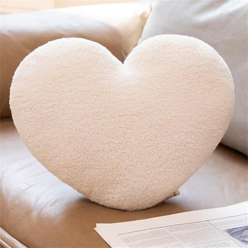 Ueiwffzo Herzkissen, Dekokissen Kissen Herzform Kinderzimmer, Plüsch Kissen Kopfkissen Zierkissen, Sofakissen, Kuschelkissen Für Kinderzimmer Sofa Dekoration (Beige)