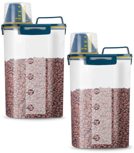 jutyum 2 Pièces Conteneur Croquettes Chien 3L, Boite Rangement Cuisine, Boite a Croquette pour Chien, Rangement Hermétique, Distributeur de Lessive, Rangement Hermétique, Boite Cereales