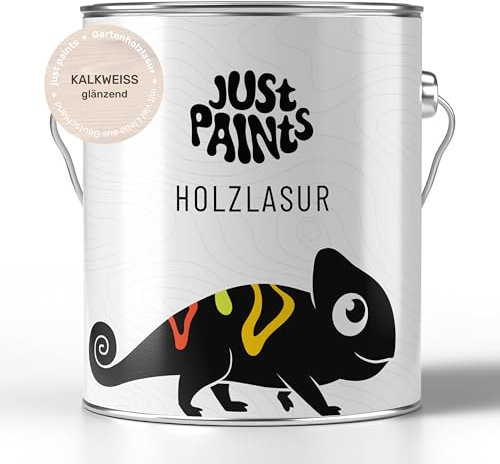 Just Paints - Holzlasur für Außen | Wetterbeständige Gartenholzlasur - made in Germany (Kalkweiß, 1 Liter)