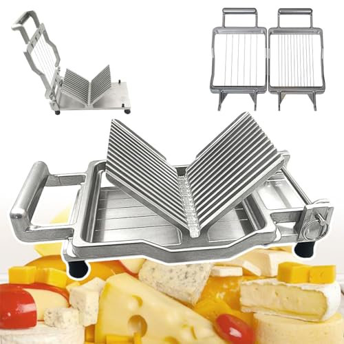 pedenencelia Cutting Board Stainless Steel Cheese Cutter, 1cm/2cm Stainless Steel Wire Vegetable Cheese Cutter Blade Cooking Tool, Easy To Assemble, Movable Blade, For Cheese, Butter