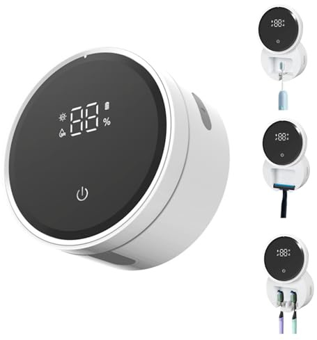 Roadtime Smart UV-tandborste, bärbar automatisk snabbtorkande, påfyllningsbar, väggmonterad hållare för tandborste och rakhyvlar, med för badrum