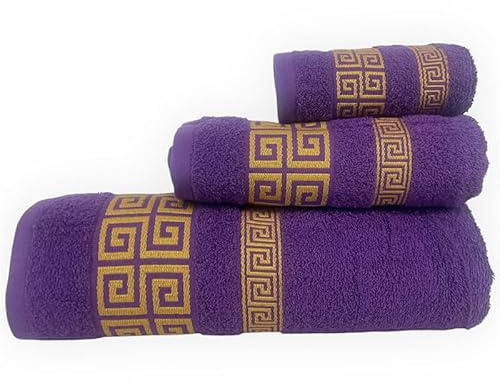 Rufino Díaz Juego Toallas 3 Piezas 500 gr/m2 Capri 100% Algodón (Morado) - Tejido absorvente, Suave y Resistente - para baño, SPA, Piscina