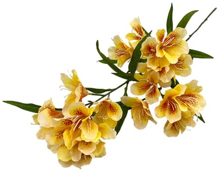 BQEE Artificial Azalea Flowers, 3pcs Faux Bougainvillea, Realistic Silk Greenery for Table Centerpieces, Home & Office Décor, Wreath Making, Multiple Colors (Yellow)