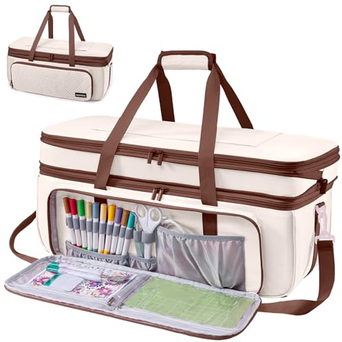 Erweiterbare, doppellagige Tragetasche mit Mattenfach für Cricut und | Kompatibel mit Cricut Explore 3/4/Air 2 & Maker 3/4; Aufbewahrungstasche mit Taschen für Matten, Werkzeuge