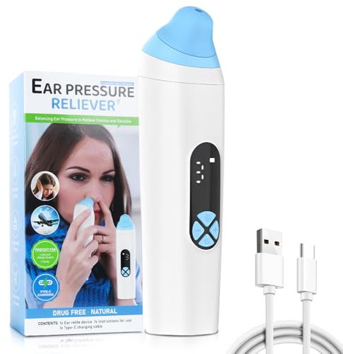 SGZIOO Ear Pressure Relief Device, Eustachian Tube Unblocker, Rechargable Ear Popper Ear Relief Device, 3 Speed Adjust, Eustachian Ear Unclogger for Flying, Swimming, Diving, Elevator, Tinnitus