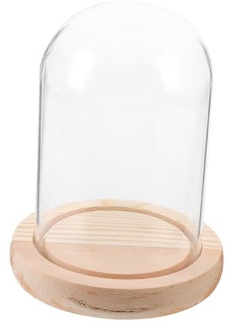 NAMOARLY Eternal Flower Glass Dome Cloche Base Decorative Display Case for Preserved Roses Landscape and Collectibles for Valentine Day Home Decor