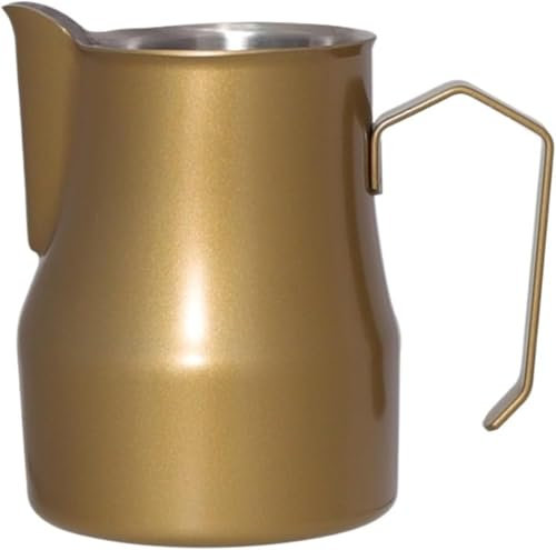 Milk Jug 2pcs Lait en Acier Inoxydable Pitcher Pitcher Verser Café Kettle Espresso Couplage Lait Couper Couple, parfait pour Latte Art Milk Milk Jug, Or, 750 ml