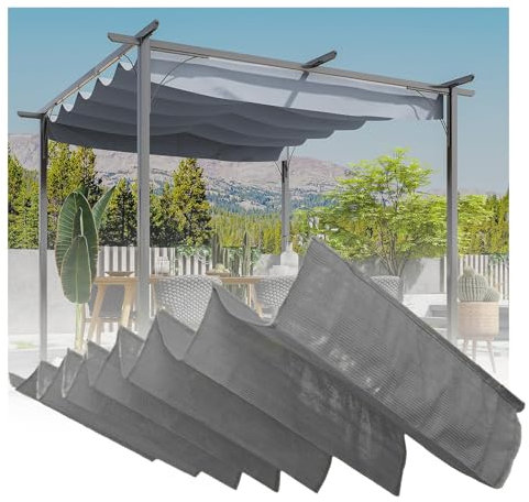 Auvent rétractable en forme de U - Pergola télescopique pour jardin, terrasse, bord de piscine et fêtes - 3,2 m - L : 8 m
