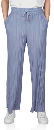 DENIMFY Palazzo - Pantalones de verano 7/8 Culotte DFBrenda, cintura alta, pierna ancha, pantalones de verano, pantalones de tela hasta el tobillo, cintura elástica, bolsillos, monocolor, negro, verde