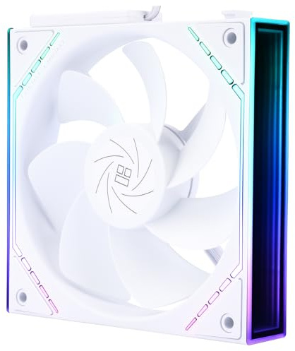Thermalright TL-M12QRW - Ventola per CPU da 120 mm, connettore PWM, raffreddamento silenzioso per computer con cuscinetto S-FDB, ventola per PC con effetto luce a specchio ARGB, silenziosa, bianco