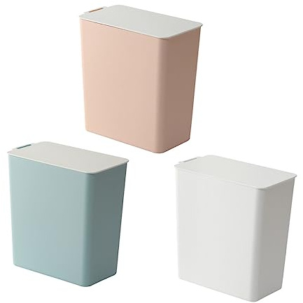 LOLIPPYY Cubo De Basura Mini Para Escritorio Azul Claro Plástico Con Tapa, Contenedor De Residuos De Mesa Compacta, Reciclaje y Almacenamiento En Hogar u Oficina
