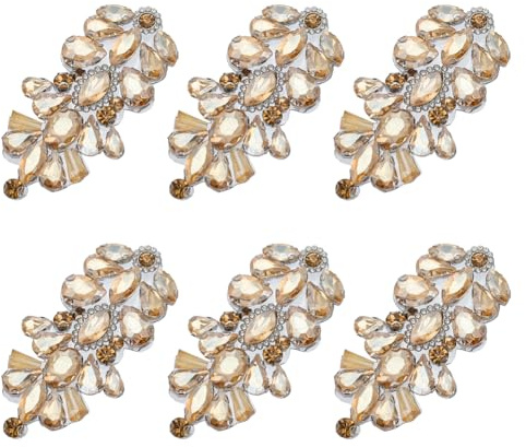 FINGERINSPIRE 6 Pcs Strass en Cristal Appliques Faites à la Main Couleur Pêche Patch de Strass en Verre Décor en Rhinestones à Repasser ou à Coudre pour Ceinture Mariée Robe de Mariée Chaussures Sacs