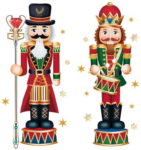 FUFUQUARE Autocollants Muraux Casse-Noisette de Noël Flocons de Neige Stickers Muraux Amovibles pour Salon Chambre à Coucher Maison Boutique Porte Fournitures pour Fête