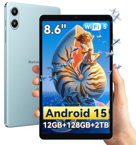 Blackview Link2 8 Zoll Tablet Android 15, 1340 * 800 Display, Mini Tablet Gaming, 12GB RAM + 128GB ROM/1TB TF, Gemini AI 2.0, Face ID, Widevine L1/5G WiFi/5000mAh/8MP+5MP/GPS/OTG/OTA/Bluetooth 5.0