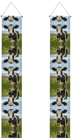 Cartel decorativo de vaca lechera de Navidad para Halloween, porche, decoración de puerta al aire libre e interior