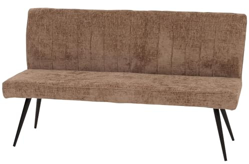 Berlinlodge Sitzbank HxBxT 90x160x60cm Sitzhöhe 48cm Rückenlehne Stoff/Textil Chenille Metall 160cm Braun Esszimmerbank Bank Polsterbank