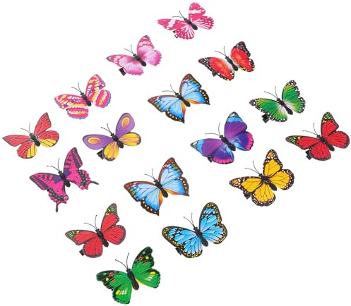 Yardenfun 100 Farfalle Decorative 3d con Clip in Pvc per Pareti e Abiti, Design Colorato e Vibrante, Set di Fermagli Decorativi per Casa e Giardino