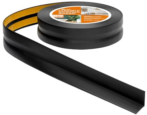 Quest Golvlist PVC mjuk 40x40mm självhäftande böjbar vattentät – svart, 5 m | Bred sockellist för kök och badrum, UV-beständig, dekorativ avslutning vägg/golv, enkel montering