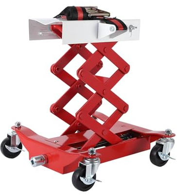 204.1 kg Low Profile Getriebeheber – Schwerlast-Auto-Reparatur-Hebebühne mit 17,8-58,9 cm Höhenbereich, 2 m Sicherheitsgurte und 4 Bremsräder für sichere, reibungslose Reparaturen, Rot