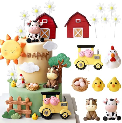 Farm Animal Cake Decoration Chicken Birthday Decoration | Chick Egg Cake Topper for Farm Animal Baby Shower Birthday Party Decorations