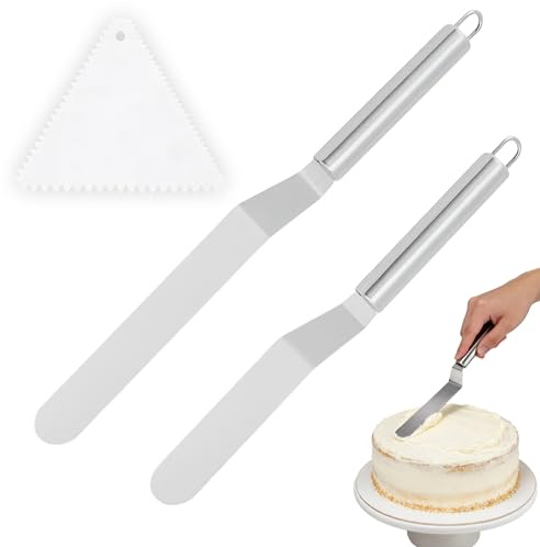 2 spatole angolate per pasticceria, spatola angolata per pasticceria, spatole angolate in acciaio inossidabile, spatola da pasticceria, utensile in acciaio inox, per glassatura e levigatura di pasta