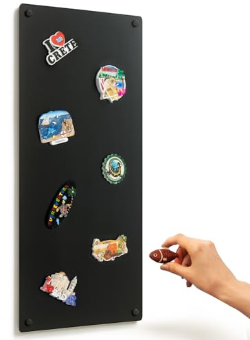 Tableau Magnétique 30x70 cm Noir Rectangulaire Montage Mural Organisation des Notes Sans Cadre pour Magnets et Photos en Métal Décoration d'intérieur pour la Cuisine, Bureau, Salon