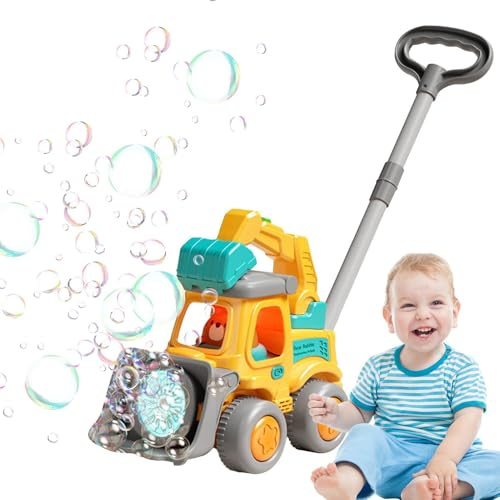Toy Bulldozer Bubble Machine - 25 cm automatisk skummaskin, LED- bubbelblåsare, Push Walker | Interaktivt lärande spel för förskolebarn Inomhus Utomhus Lek Roliga aktiviteter Enterta