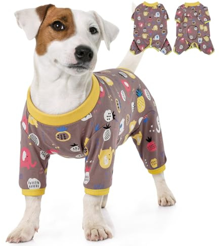 Erholungsanzug für Kleine Hunde | Hundebody nach OP Rüde Hündin | Leckschutz nach Kastration | Weicher Hundeanzug | Hundepyjama für Drinnen | Kein Stress statt Halskrause (Kakaobraun S)